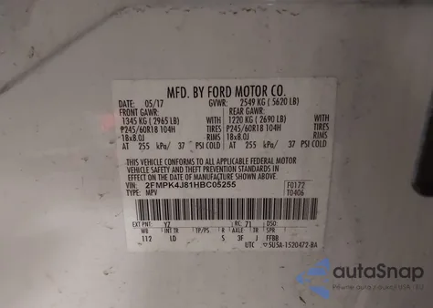 2017 Ford Edge Sel from USA, damaged, VIN 2FMPK4J81HBC05255